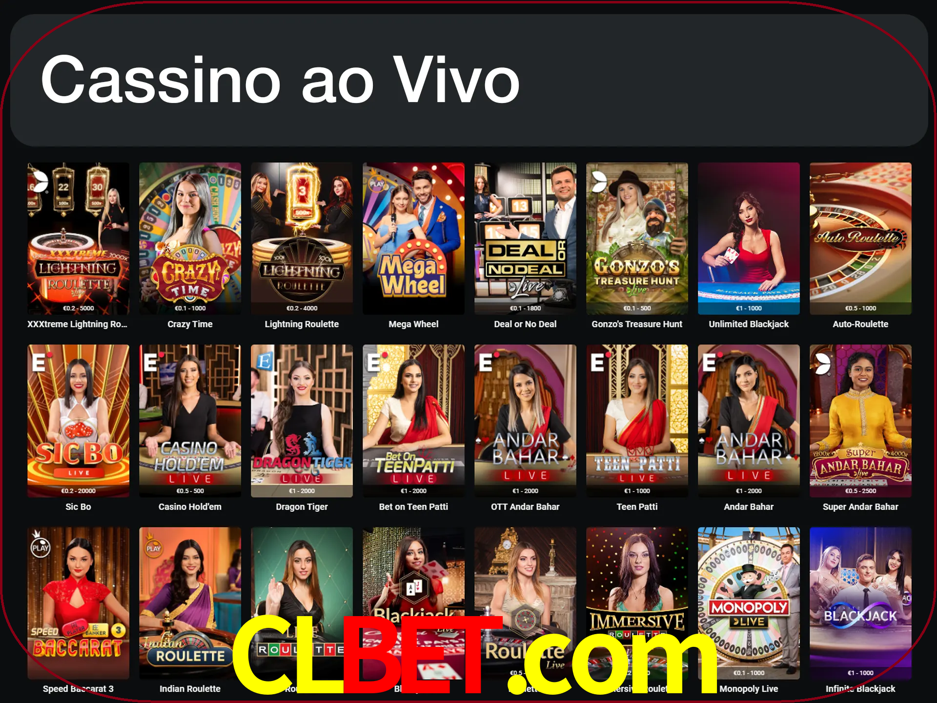 Jogue jogos de cassino com um verdadeiro dealer.